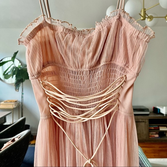 Blithe Powder Pink Tulle Maxi Corset Dress with Shorts - Picture 2 of 8